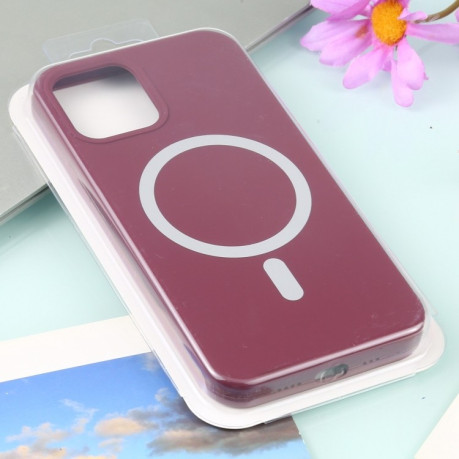 Противоударный чехол Nano Silicone (Magsafe) для iPhone 13 mini - винно-красный