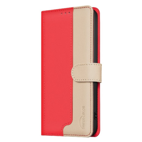 Чохол-книжка Color Matching RFID Anti-theft Leather для Xiaomi Redmi Note 14 5G/Poco M7 Pro 5G - червоний