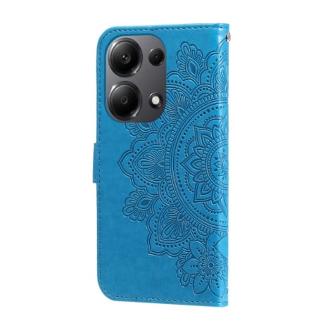 Чехол-книжка 7-petal Flowers Embossing для Xiaomi Redmi Note13 Pro 4G Global/Poco M6 Pro 4G - синий