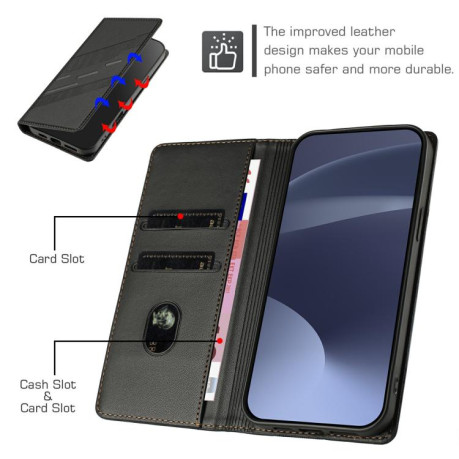 Чехол-книжка Embossed Multi-functional Wallet Retro Leather на Realme GT7 Pro - черный