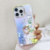 Протиударний чохол Electroplating Laser Flower Ring Holder TPU для iPhone 16 Pro - Blue Flower