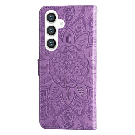 Чехол-книжка Embossed Sunflower для Samsung Galaxy S24 - фиолетовый