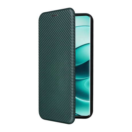 Чохол-книжка Carbon Fiber Texture на Xiaomi Redmi Note 14 Pro 4G Global - зелений