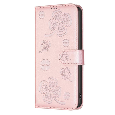 Чохол-книжка Four-leaf Clasp Embossed на Redmi Note 14 Pro 4G - рожевий