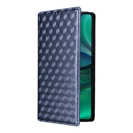 Чехол-книжка Stylus Cubic Grid Texture Flip Leather для Motorola Edge 60 - синий