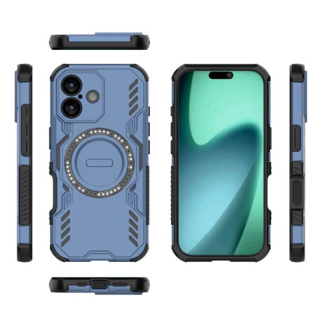 Противоударный чехол Butterfly Armor MagSafe Magnetic Ring Shockproo для iPhone 17 - синий