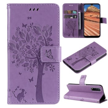 Чехол-книжка Cat Embossing Pattern на Vivo Y11s/Y12A/Y12s/Y20/Y20A/Y20s/Y20G/Y20SG - фиолетовый
