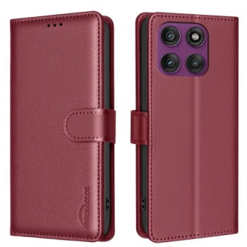 Чехол-книжка Litchi Texture RFID Anti-theft Leather для Motorola Edge 60 Pro - красный