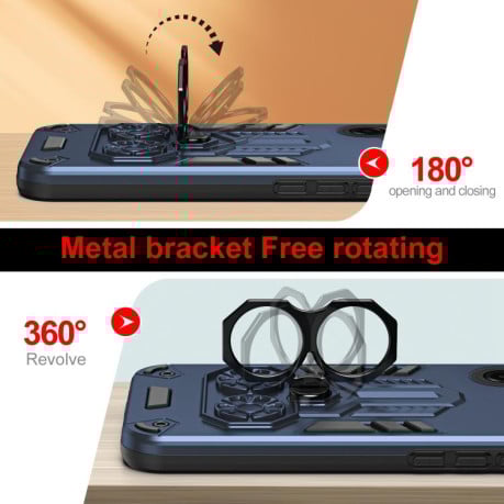 Чохол Double-Ring Holder з поворотним 360 утримувачем на Samsung Galaxy A07 - синій