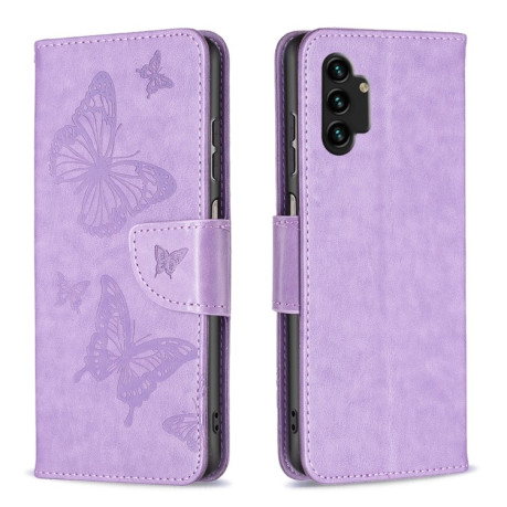 Чехол-книжка Butterflies Pattern для Samsung Galaxy A13 4G - фиолетовый