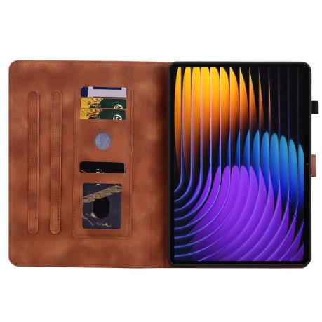 Чохол-книжка Lily Embossed Leather для Xiaomi Pad 7/Pad 7 Pro - коричневий