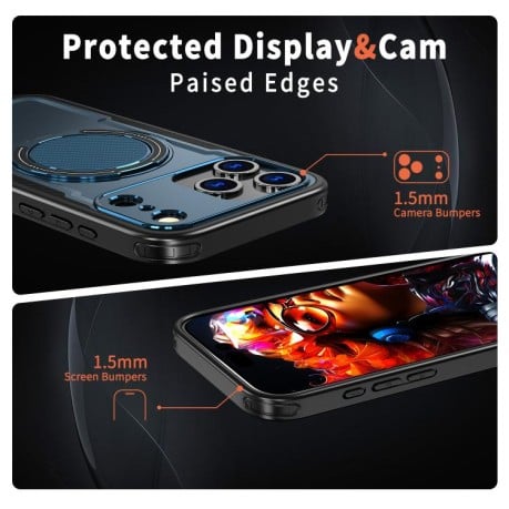 Противоударный чехол kalebol с подставкой 360 с MagSafe на iPhone 17 Pro Max - синий