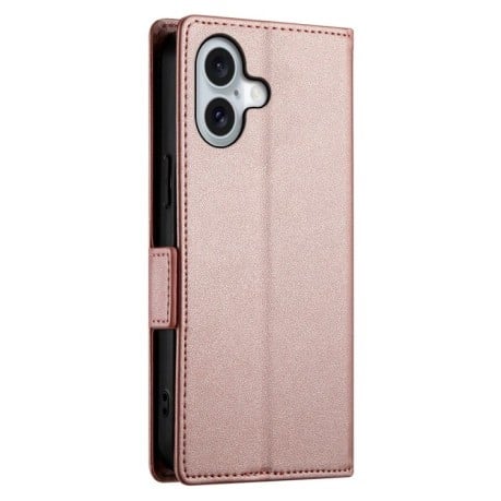 Чехол-книжка Side Buckle Magnetic Frosted Leather для iPhone 16 - розовое золото