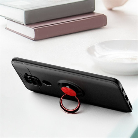 Ударозахисний чохол Metal Ring Holder 360 Degree Rotating на Xiaomi Redmi 10X / Note 9 - чорно-червоний