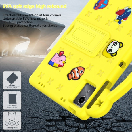 Противоударный чехол EVA Handle Kickstand Children для Xiaomi Redmi Pad SE - желтый