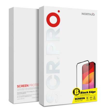Защитное стекло NORTHJO A++ Screen Protector Full Glue Silk Printing на iPhone 17 Pro Max - чернное