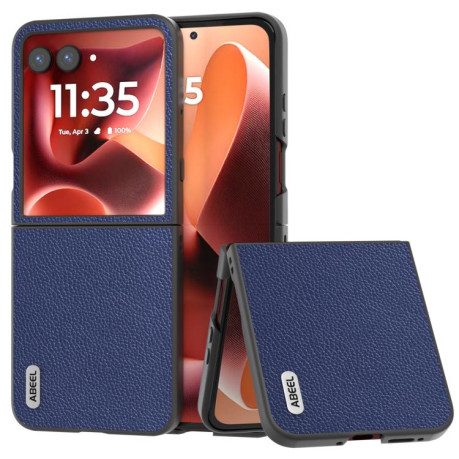 Чехол ABEEL Genuine Leather Luxury для Motorola Razr 60 Ultra - синій