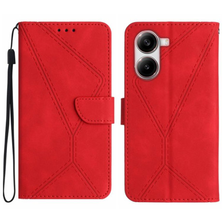Чехол-книжка Stitching Embossed Leather для Xiaomi Poco X7 Pro - красный