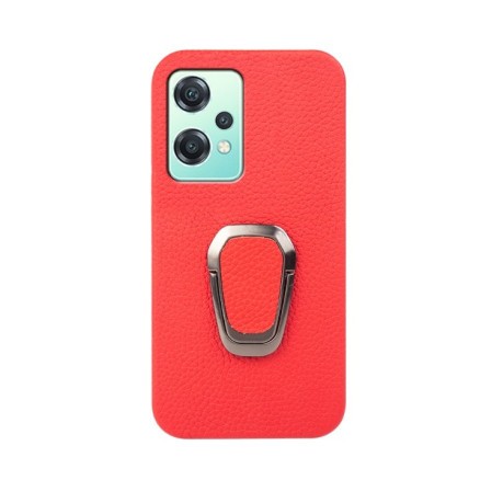 Протиударний чохол Ring Holder Litchi Texture для Realme 9 Pro/OnePlus Nord CE 2 Lite 5G - червоний