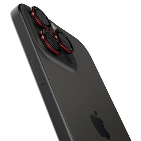 Защитное стекло на камеру Spigen Optik Pro L-Series Glas.tR EZ Fit для  iPhone 14 Pro / Pro Max / 15 Pro / Pro Max / 16 Pro / 16 Pro Max - Black with Red Edge