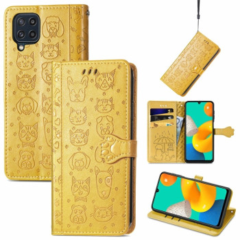 Чохол-книга Cute Cat and Dog для Samsung Galaxy M32/A22 4G - жовтий