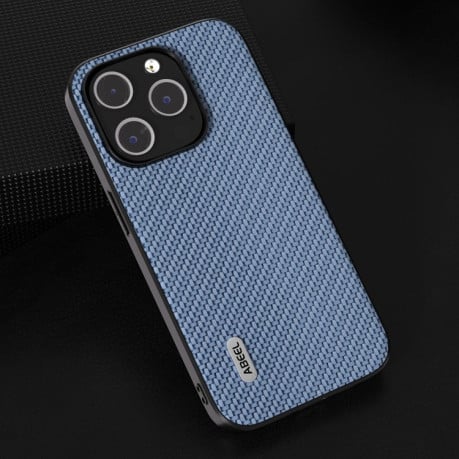 Ударозащитный чехол ABEEL Carbon Fiber на iPhone 15 Pro - голубой