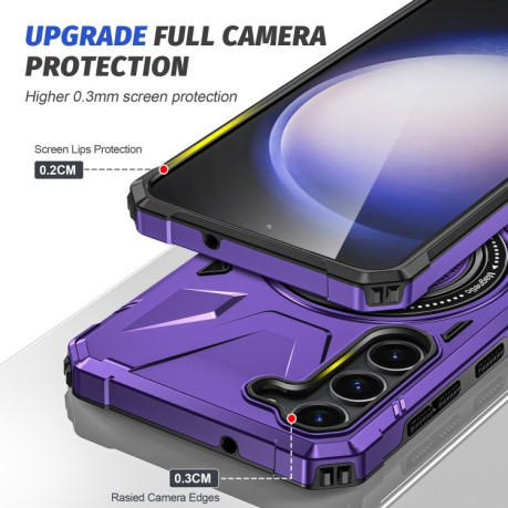 Противоударный чехол HTM MagSafe Magnetic Shockproof Phone Case with Ring Holder для Samsung Galaxy S24 5G - фиолетовый