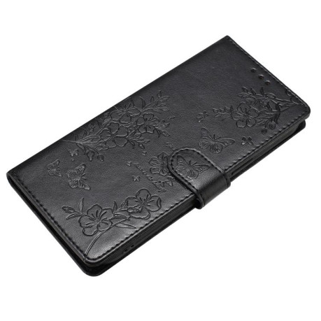 Чехол-книжка Butterflies and Flowers Leather для OnePlus 13 - черный