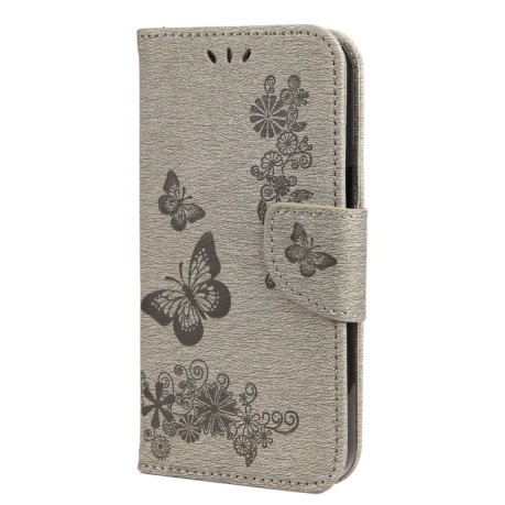 Чехол-книжка Vintage Floral Butterfly для iPhone 13 Pro Max - серый