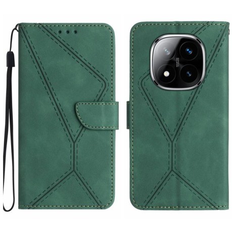 Чохол-книжка Stitching Embossed Leather для Xiaomi Redmi Note 14 Pro 4G - зелений