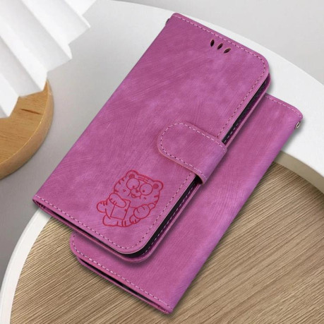 Чехол-книжка Little Tiger Embossed Leather на  Xiaomi Redmi Note 14 4G 164.48mm - пурпурно-красный