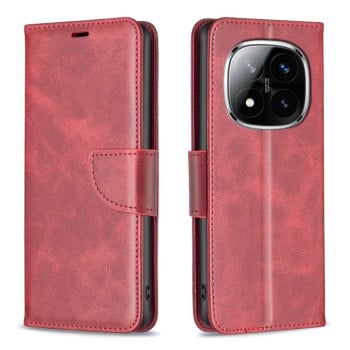 Чехол-книжка Lambskin Texture Pure Color для Xiaomi Redmi Note 14 Pro 5G / Note 14 Pro+ 5G - красный