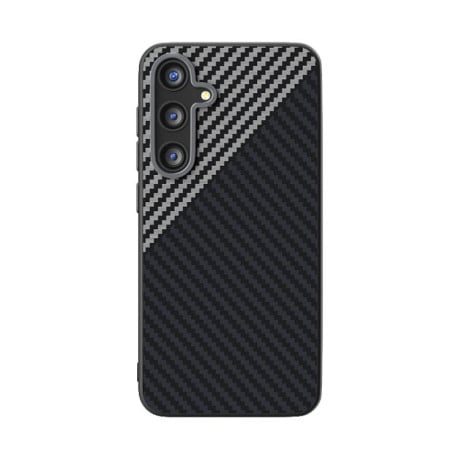 Карбоновий чохол ABEEL C Carbon Fiber Series фактура 6D Micro Relief з MagSafe на Samsung Galaxy S25 FE 5G - чорно-сірий