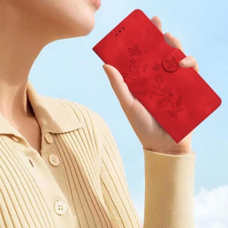 Чохол-книжка Flower Butterfly Embossing  для Samsung Galaxy S25 Ultra 5G - червоний