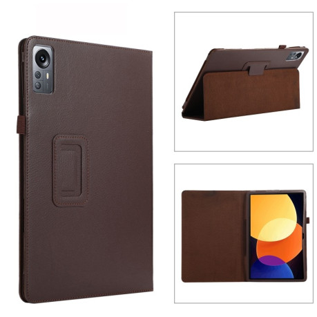 Чехол-книжка Litchi Texture для Xiaomi Pad 5 Pro 12.4 - коричневый