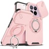 Противоударный чехол со шторкой камеры Sliding Camshield и кольцом-подставкой на Xiaomi 17T 5G — розовый