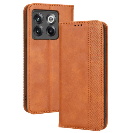 Чехол- книжка Magnetic Buckle Retro Crazy Horse Texture на OnePlus 10T 5G / Ace Pro 5G - коричневый