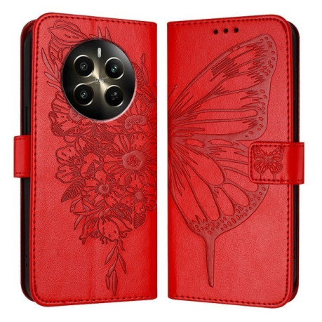 Чохол-книжка Embossed Butterfly для Realme 12 Pro/12 Pro Plus - червоний