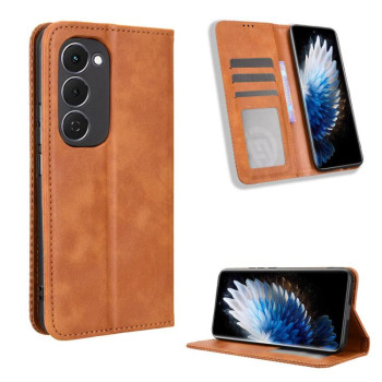 Чехол-книжка Magnetic Buckle Retro Crazy Horse Texture на Tecno Spark 40 Pro+ 4G — коричневый