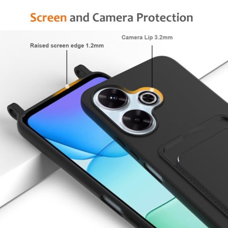 Силіконовий чохол Integrated Card Bag Solid Color Liquid Silicone на Xiaomi Poco M6 4G - чорний