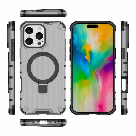 Противоударный чехол HMC Grating Holder Shockproof на iPhone 16 Pro Max - черный