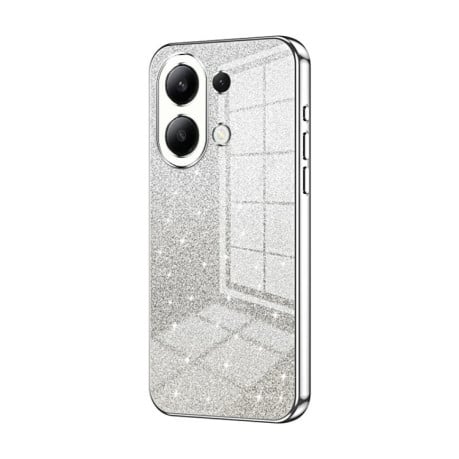 Ударозащитный чехол Gradient Glitter Powder Electroplated на Xiaomi Redmi Note 13 4G - серебристый