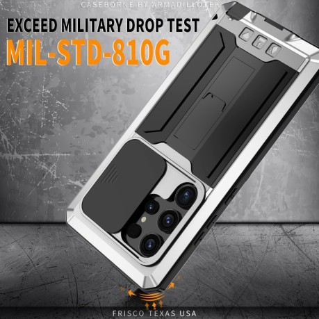 Противоударный чехол R-JUST Sliding для Samsung Galaxy S24 Ultra 5G - серебристый