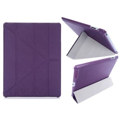 Чехол Cross Pattern Foldable Transformers на iPad 2 / 3 / 4 - фиолетовый