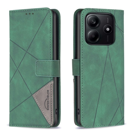 Чехол-книжка Rhombus Texture для Xiaomi Redmi Note 14 5G/Poco M7 Pro 5G - зеленый
