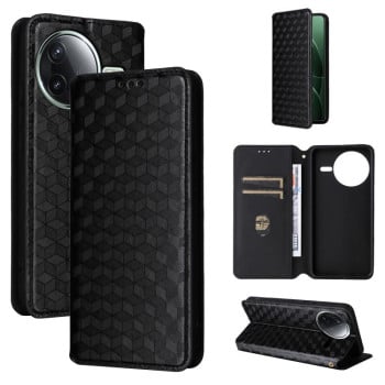 Чехол-книжка Cubic Grid Calf Texture для Xiaomi Poco F7 Pro / F7 Ultra - чорний