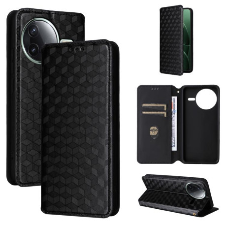 Чехол-книжка Cubic Grid Calf Texture для Xiaomi Poco F7 Pro / F7 Ultra - черный