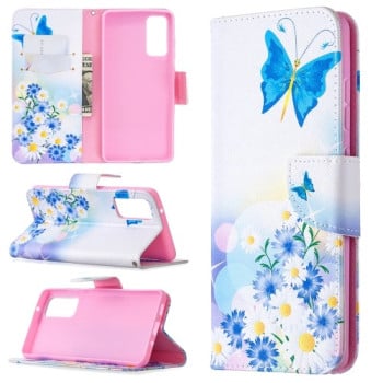 Чехол-книжка Colored Drawing Series на Samsung Galaxy S20 FE - Butterflies Love Flower