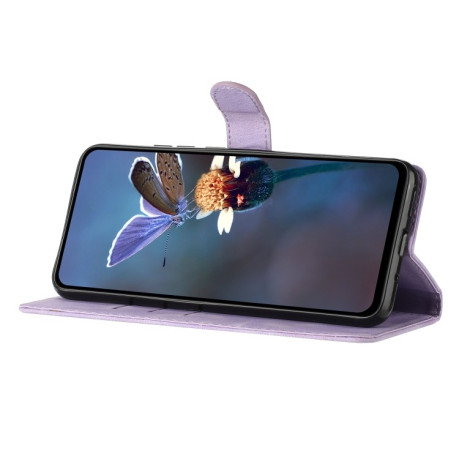 Чохол-книжка Flower Butterfly Embossing для Motorola Edge 50 5G - фіолетовий