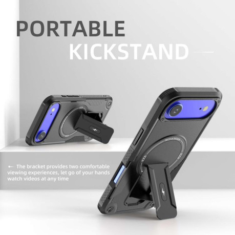 Противоударный чехол Armor Magsafe Holder PC Hybrid TPU для iPhone Air - черный